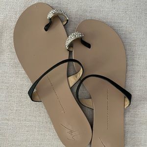 Giuseppe Zanotti Design Italian made “barely there” crystal toe ring sandals